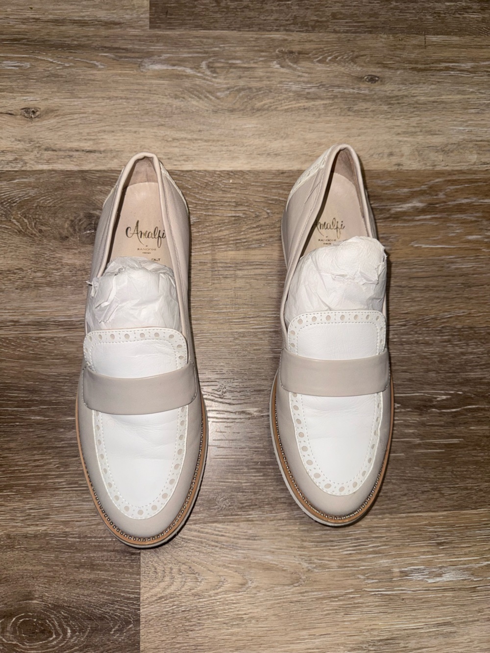 Amalfi by RANGONI Italian white and beige leather loafers - Picture 2 of 8